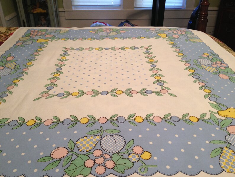 Vintage Applique Quilt Fruit Tablecloth Etsy