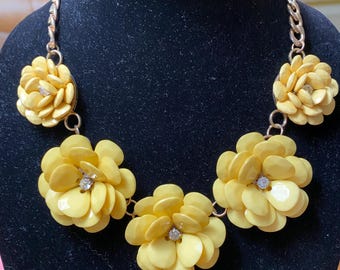 Yellow Resin Flower Statement Necklace