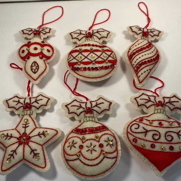 Beaded Felt Christmas Ornament Etsy