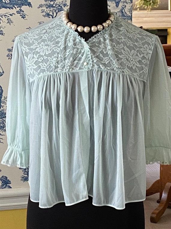 VTG Bed Jacket Pale Mint Green - image 1