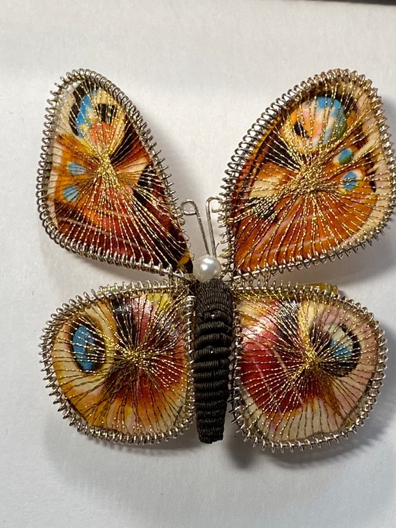 Vintage Bavarian Butterfly Brooch Pin - image 1