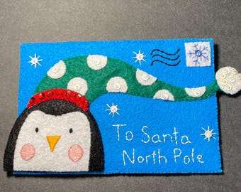 Letters to Santa penguin Gift card money holder envelope
