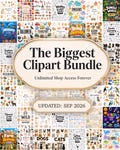 10000 Clipart Bundle, Unlimited Shop Access, Digital Download, Commercial Use Store PNG Clip Art Cute Kid Animal Doodle Watercolor Food Boho