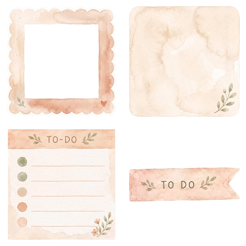Boho Planner Stickers Clipart, 45 High-Res PNG Clip Art, Commercial Use, Digital Download Cliparts, Labels, Notes, Banners image 8