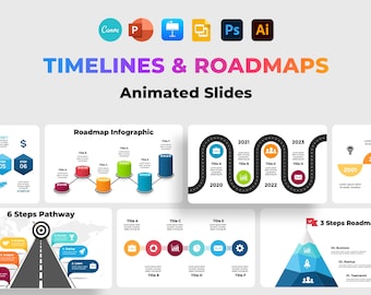 Timelines Roadmaps Infographics,PowerPoint Presentation Template,Business Pathway,Workflow Plan,Canva Slides,Path Keynote,Milestone Strategy