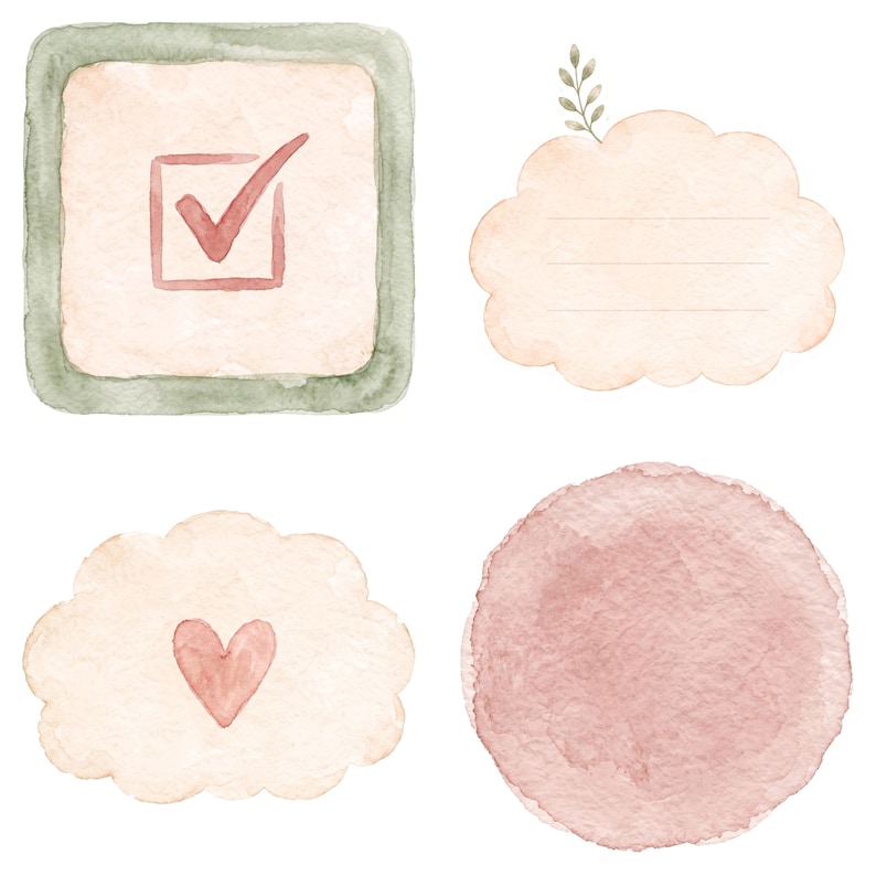 Boho Planner Stickers Clipart, 45 High-Res PNG Clip Art, Commercial Use, Digital Download Cliparts, Labels, Notes, Banners image 10
