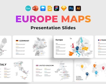 Europe Map Presentation Template,PowerPoint European Countries Maps,Germany France Canva,Italy Spain Editable Ppt Slides,Great Britain Pitch