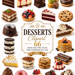 Könnte beinhalten: Eine Sammlung verschiedener Desserts, darunter Schokoladenkuchen, Käsekuchen, Brownies, Macarons, Donuts, Tiramisu, Obsttörtchen, Red Velvet Kuchen, Kekse, Schokoladen-Lava-Kuchen, Kuchen, Sandwich-Kekse, Pfannkuchen, Zitronenbaiser-Torte, Eclairs und Cupcakes.