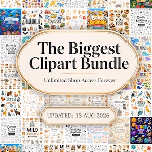 Bundel met 8100 cliparts, onbeperkte toegang tot de webshop, digitale download, commercieel gebruik, transparante PNG-bestanden in hoge resolutie, mega-clipartaanbieding