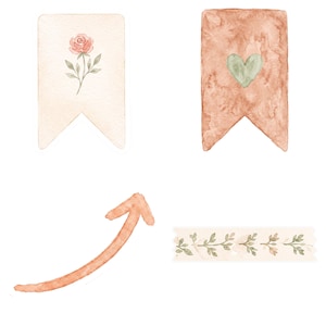 Boho Planner Stickers Clipart, 45 High-Res PNG Clip Art, Commercial Use, Digital Download Cliparts, Labels, Notes, Banners image 3