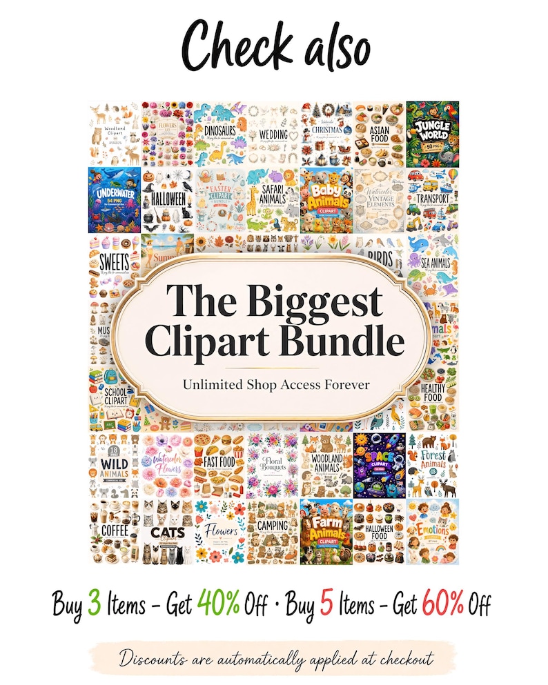 Boho Planner Stickers Clipart, 45 High-Res PNG Clip Art, Commercial Use, Digital Download Cliparts, Labels, Notes, Banners image 2