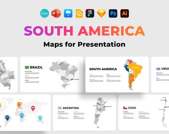 South America,Brazil Map,Presentation Template,Latin America PowerPoint,Countries Maps,Chile Canva,Argentina Keynote Slides,Pitch Deck Theme