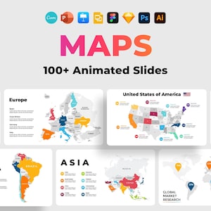 Modelo de apresentação de mapa de país, mapas de PowerPoint, expansão de mercado Canva, aula de geografia, estratégia de negócios, slides PPT editáveis de viagem