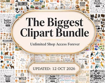 11950 Clipart Bundle, Whole Shop Mega Pack, Entire Store Clip Art, High-Res PNG Images, Lifetime Updates, Digital Download, Commercial Use