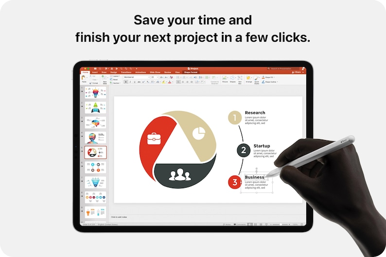 Easily edit PowerPoint presentation templates with vector infographics in just a few clicks. This image shows how effortlessly you can customize editable slides in PowerPoint. Perfect for creating a professional pitch deck, business reports, and marketing presentations. Fully animated slides with modern designs help you save time and enhance your workflow. Ideal for startups, agencies, and corporate projects.