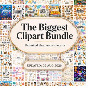 6200 Entire Store Clip Art, Unlimited Shop Access, Clipart Bundle, Digital Download, Commercial Use High-Res Transparent PNG Design Elements