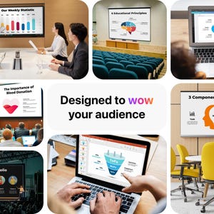 This image showcases how PowerPoint presentation templates with vector infographics and animated slides can be used in various real-life scenarios. Whether it's a business meeting, conference hall, classroom, online collaboration, or large event, these editable slides work seamlessly in Canva, Keynote, and PPT. Display data on a projector, laptop, or big screen, making your pitch deck, marketing report, or educational session visually engaging and professional. Designed to wow your audience!