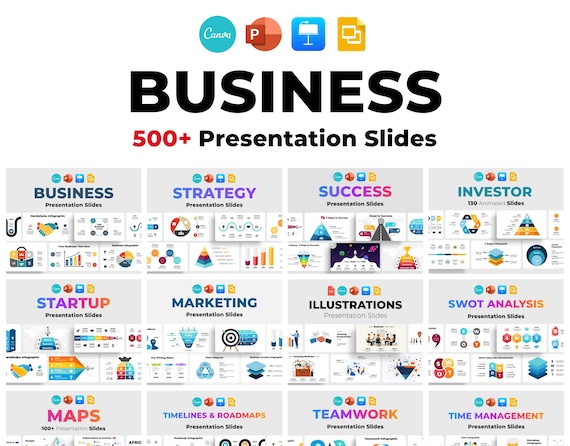 Business Plan PowerPoint, Marketing Strategy Canva, Investor Pitch Deck ,Startup Presentation, Corporate Infographics Template
