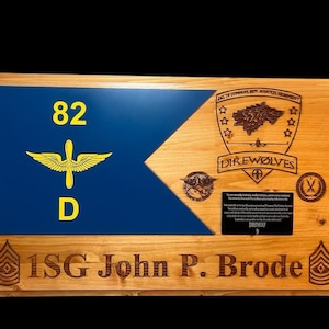 Going Away Plaque w/Acrylic Guidon - Custom Engraved Plaque - Going Away Gifts - Guidon - Plaques - Certificate Holder PCS Gift - Retirement