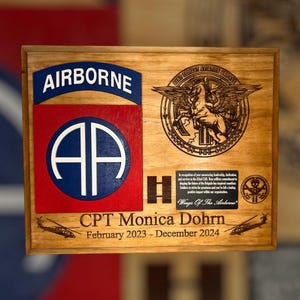 Going Away Plaque w/Layered Division Patch - Custom Engraved Plaque - Going Away Gifts - Plaques - Retirement 11.6x16