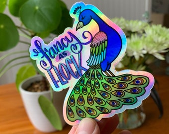 Fancy as Flock Peacock Holographic Vinyl Sticker