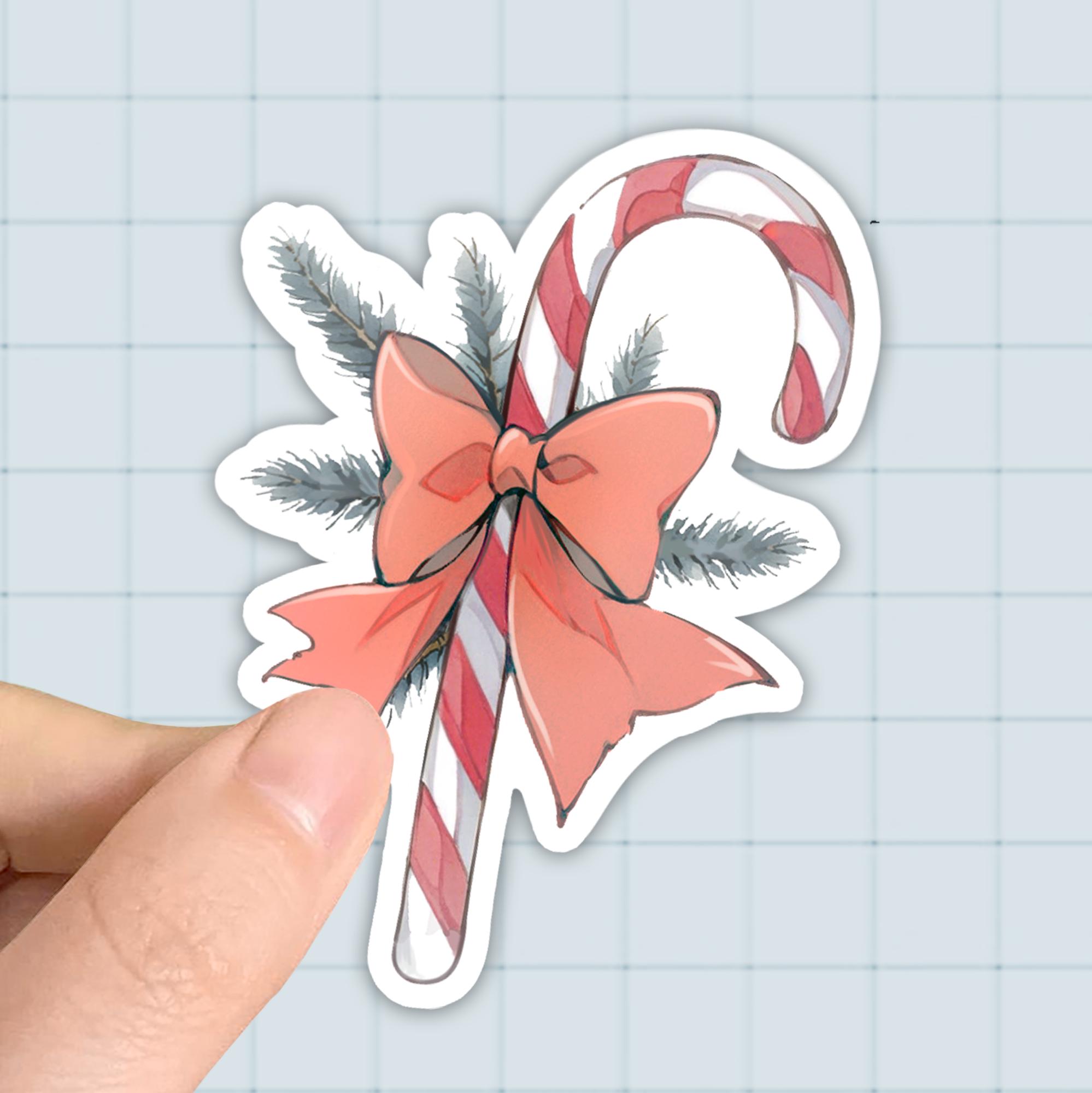 Candy Cane Applique Patch - Christmas Treat, Bow 2.25" (3-Pack, Iron O