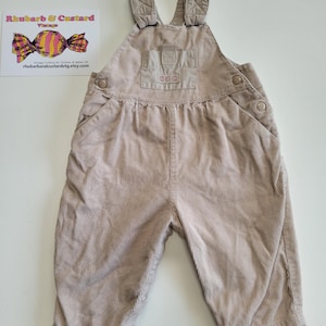 Vintage Smocked Corduroy Dungarees 90s Retro Cord Romper for Baby Girl Neutral Bubble Overalls Dungarees 1990s 2-4 months (0-3 3-6)