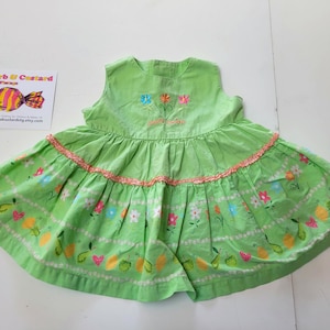 Vintage 90s Baby Girl Dress Colourful Summer Dress with Fruit Summer Outfit 6-12 months (6-9m , 9-12m)