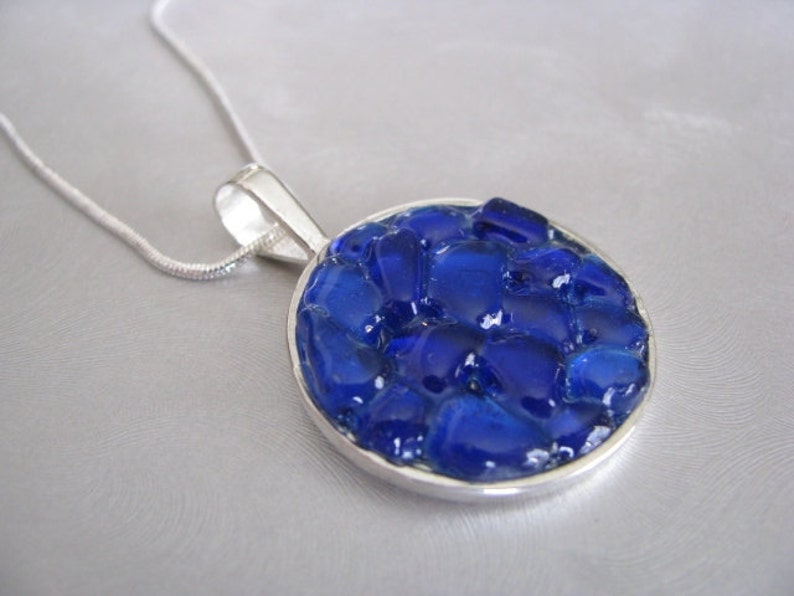 Blue Sea Glass Jewelry Cobalt Blue Sea Glass Necklace Unique jewelry Beach Glass Jewelry Mermaid Tears from Prince Edward Island image 1