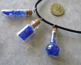 Cobalt Blue Sea Glass Necklace -Choose Your Style - Miniature Bottles - Sea Glass-Beach Glass