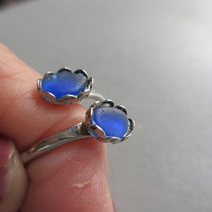 Blue Sea Glass - Double Ring - Beach Glass Ring -Beach Glass Jewelry - Ocean Jewelry Cobalt Blue Ring - Sea Glass Gift - Authentic Sea Glass