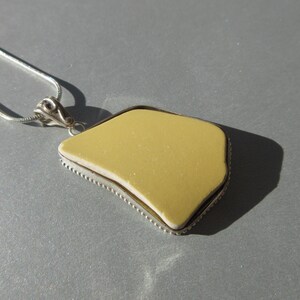 Holiday Gift - Yellow Ceramic Necklace - Yellow Ceramic Pendant -Yellow Sea Glass China Pendant -Statement Necklace- Ocean Jewelry