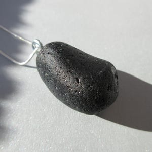 Man or Woman Black Pirate Glass Necklace - Rare Black Davenport Seaglass Boulder Necklace - Beach Glass Necklace - Ocean Jewelry Gifts