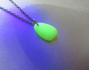 Very Rare Uranium Glass Necklace - Soft Green Sea Glass Pendant - Uranium Glass Necklace  - Beach Glass Jewelry-Statement Necklace
