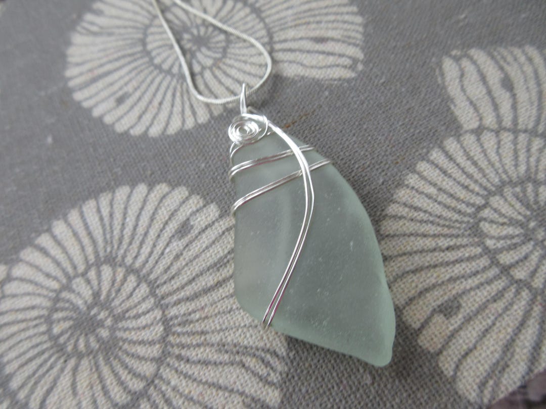 Seafoam Blue Sea Glass Pendant- Beach Glass Pendant-seafoam Sea
