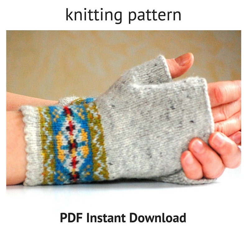 Grey Fair Isle Mitts Knitting Pattern image 3