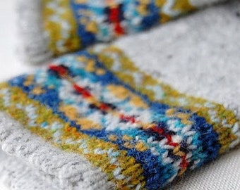 Grey Fair Isle Mitts Knitting Pattern