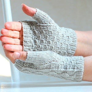 PDF Knitting Pattern, Cable Fingerless Mitts, Sport Weight Yarn image 7
