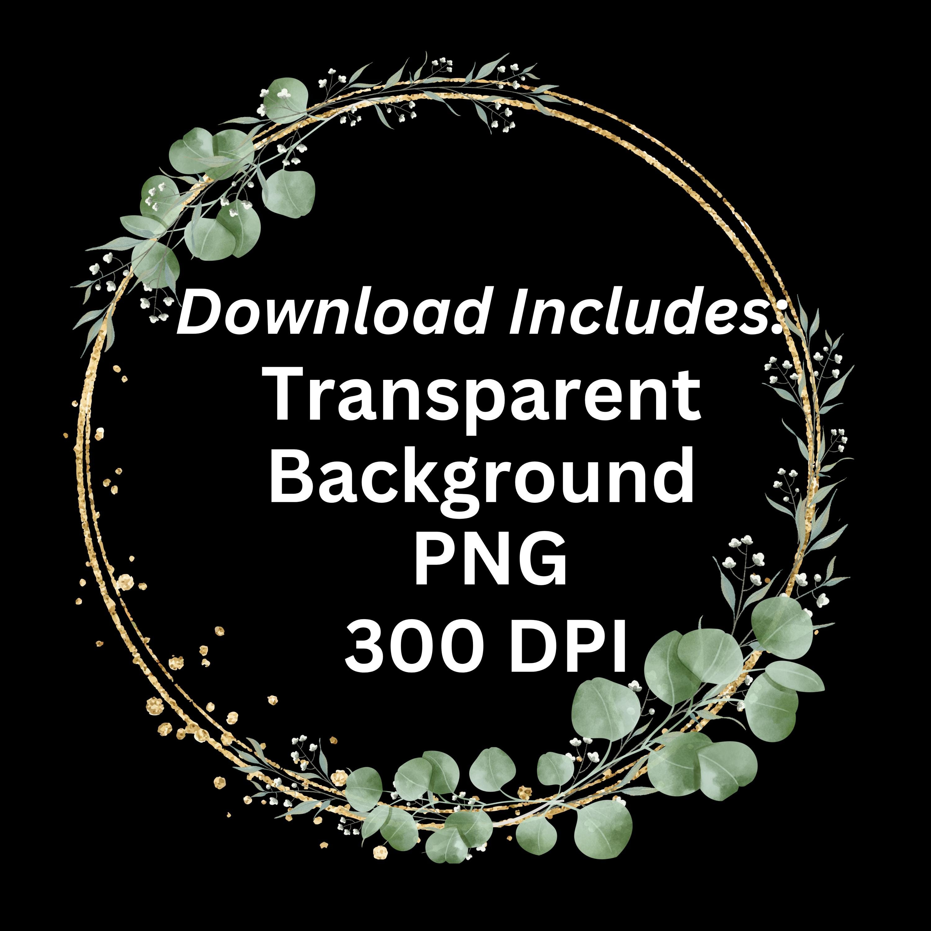Eucalyptus Gold Wreath Clipart: Watercolor Greenery Frame (digital ...