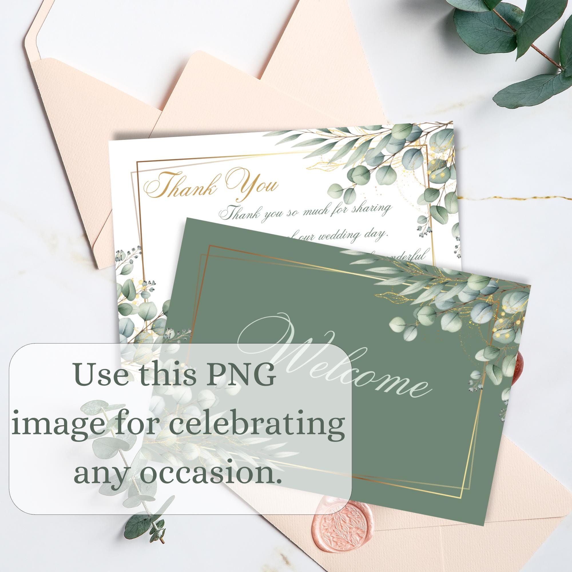 Gold Eucalyptus Border PNG – Watercolor Green Leaves Clipart Frame, DIY ...
