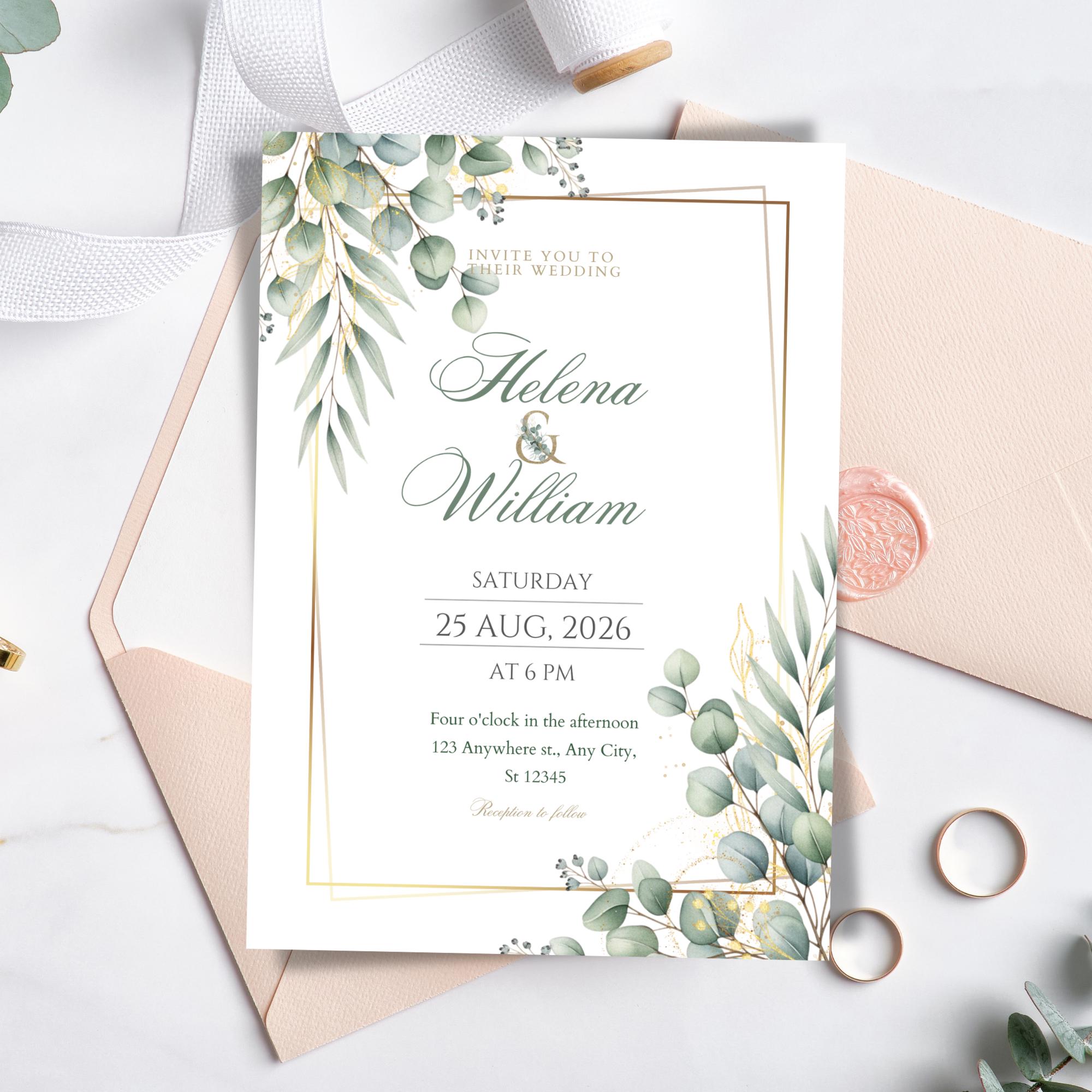 Gold Eucalyptus Border PNG – Watercolor Green Leaves Clipart Frame, DIY ...