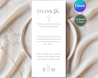 Minimalist Wedding Thank You Card Template: Elegant Place Setting (Digital Download)