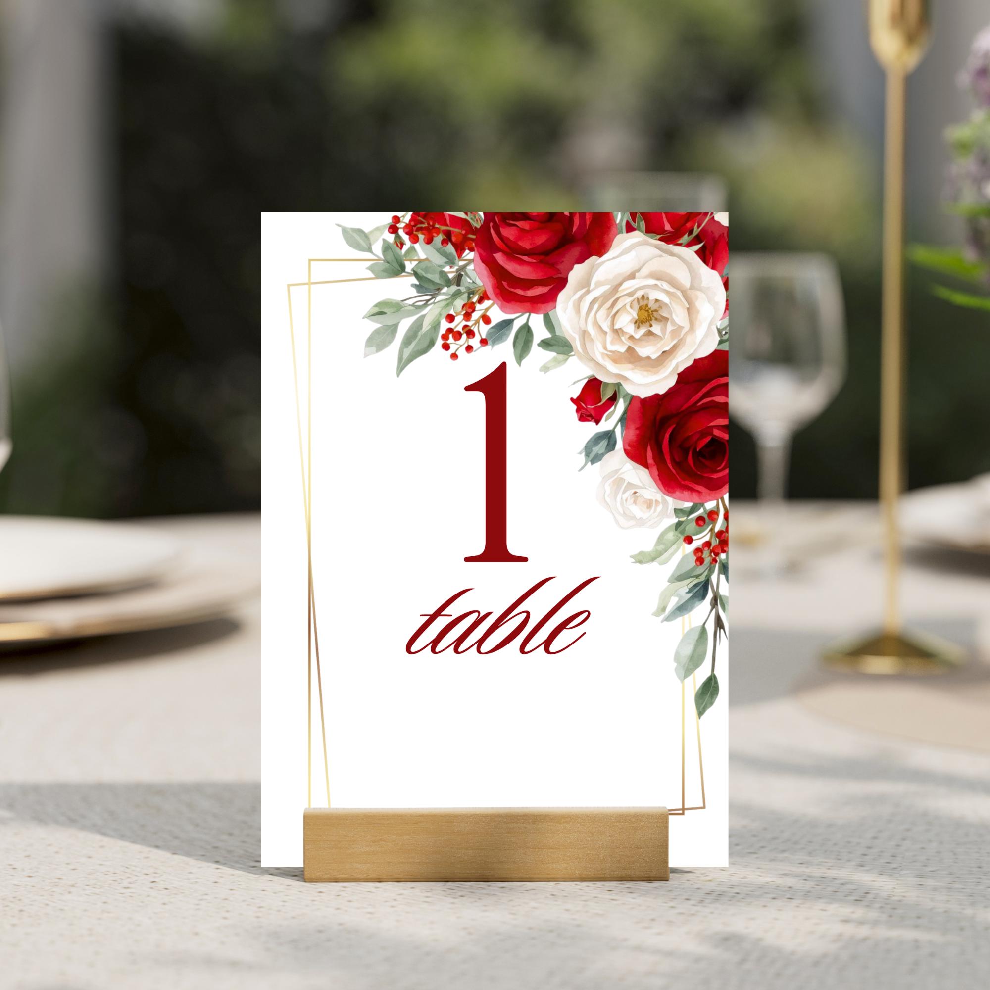 Deep Red and White Rose Gold Frame Clipart – Watercolor Floral Border ...