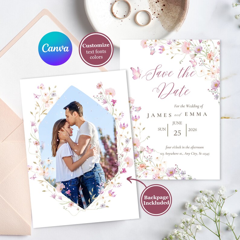 Wildflower Electronic &amp; Printable Wedding Save the Date Invitation ...