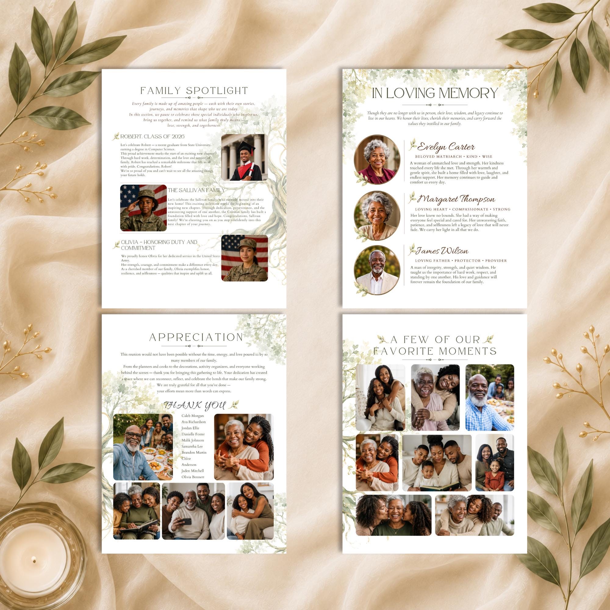 Family Reunion Program Booklet Template, Editable Reunion Itinerary ...