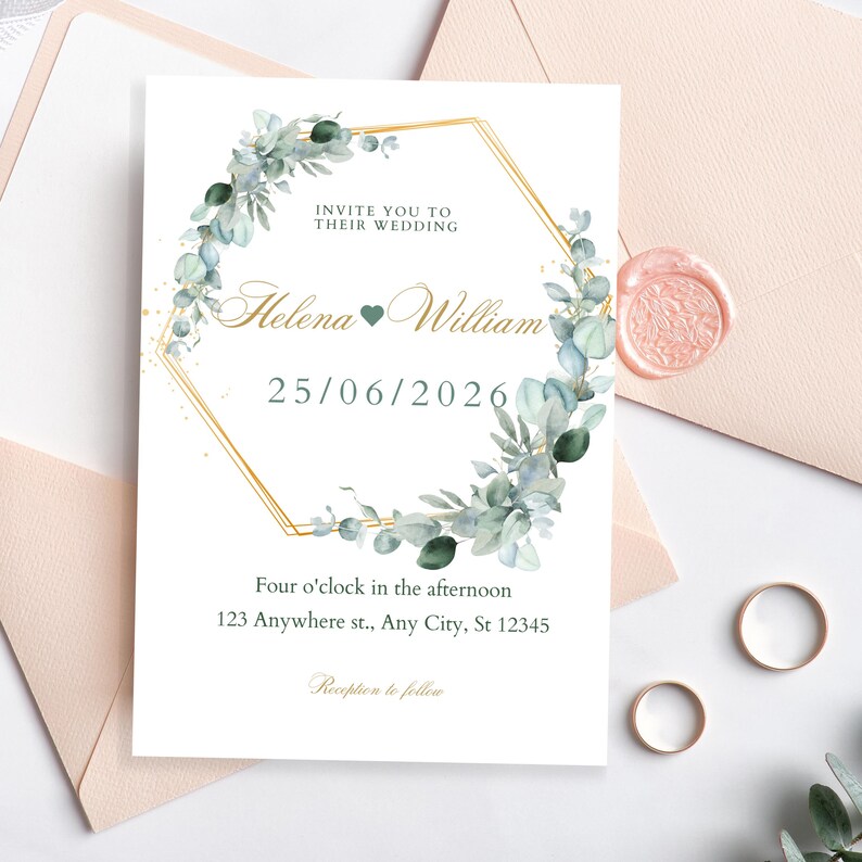 Eucalyptus Gold Wreath Clipart: Watercolor Greenery Frame (digital ...