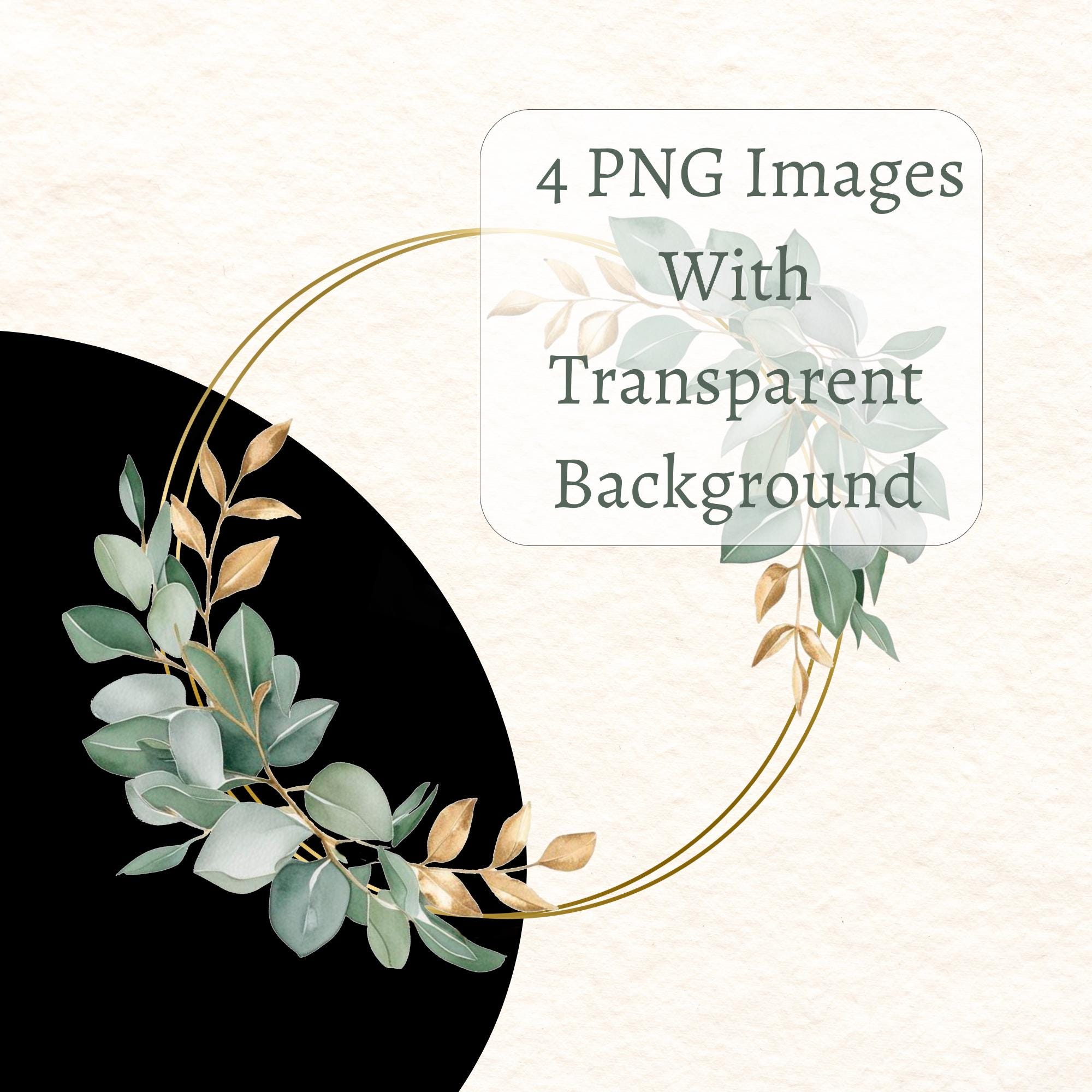 Eucalyptus Gold Wreath Clipart: Watercolor Greenery Frame (digital ...
