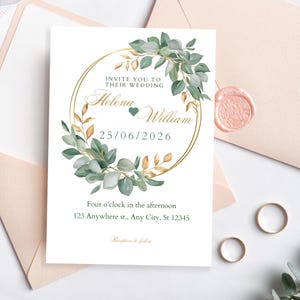 Eucalyptus Gold Wreath Clipart: Watercolor Greenery Frame (digital ...