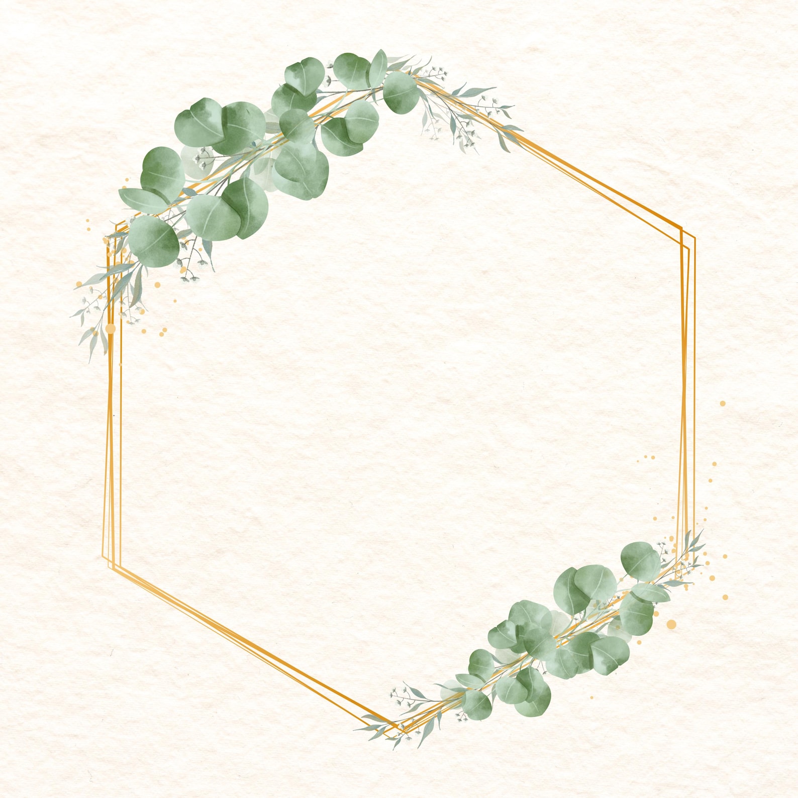 Eucalyptus Gold Wreath Clipart: Watercolor Greenery Frame (digital ...