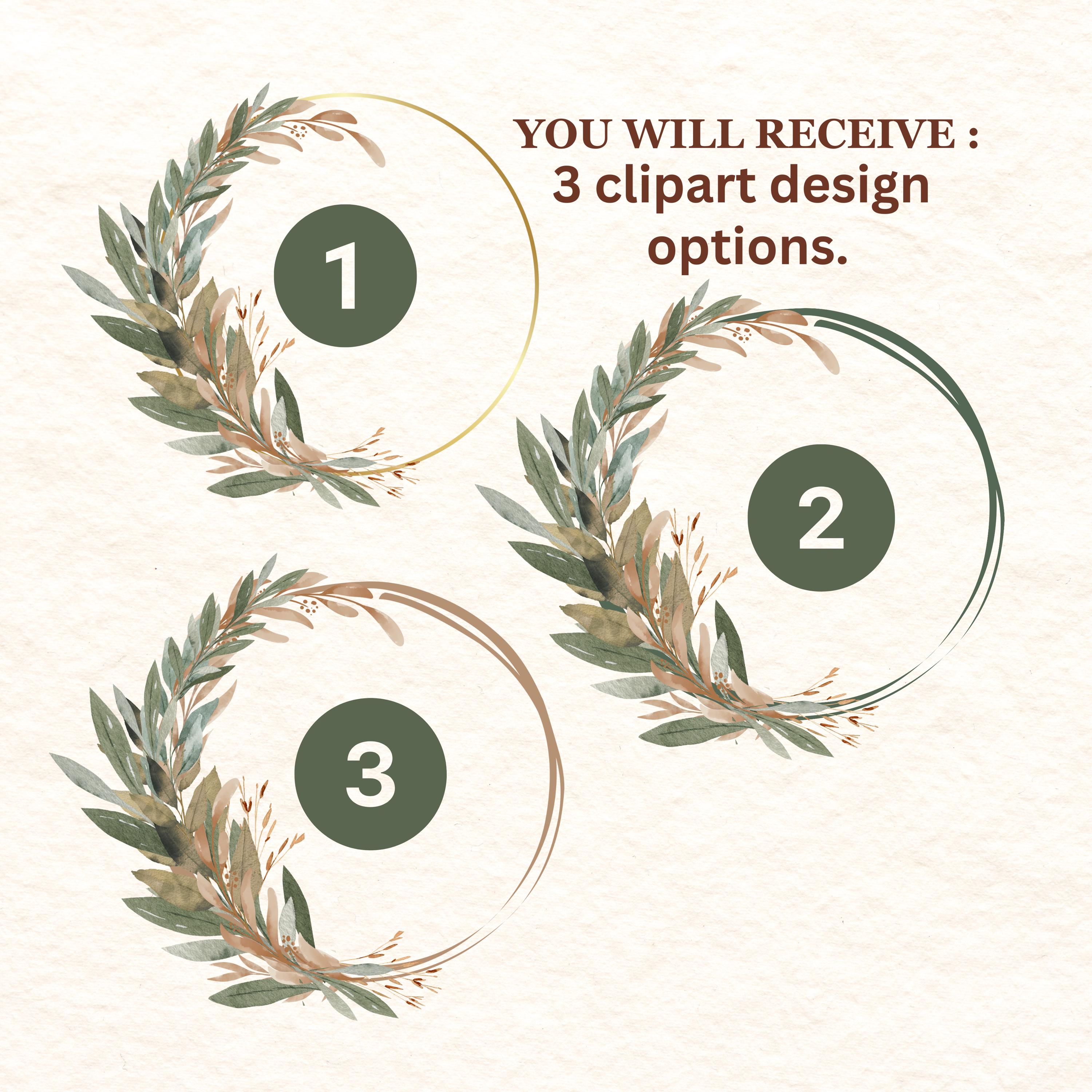 Falll Eucalyptus Gold Wreath Clipart: Watercolor Greenery Frame ...